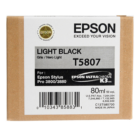Light Black 80ml for Stylus Pro 3800 / 3880 Printer (T580700) Image 0