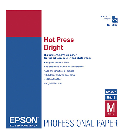 Hot Press Bright Smooth Matte Paper, 8.5 x 11in. (25 Sheets) Image 0
