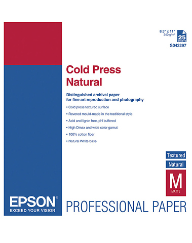 Cold Press Natural Textured Matte Paper, 8.5 x 11in (25 Sheets) Image 0