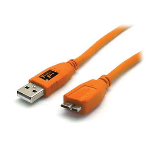 15 Ft TetherPro USB 3.0 Male A to Micro-B Cable (Hi-Visibility Orange) Image 0