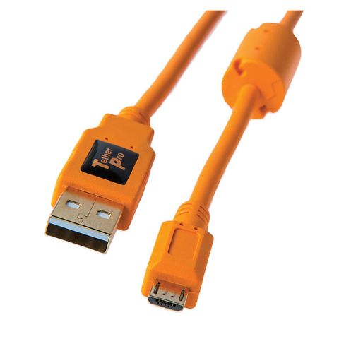 TetherPro USB 2.0 A Male to Micro-B 5-Pin 15 ft. Cable (Orange) Image 1