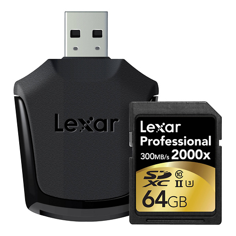 64GB Professional 2000x UHS-II SDXC Memory Card with Reader Image 0