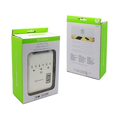 3-Outlet Wall Mount Surge Protector with 2 USB Ports Image 3