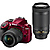 D3400 Digital SLR Camera with 18-55mm and 70-300mm Lenses (Red)
