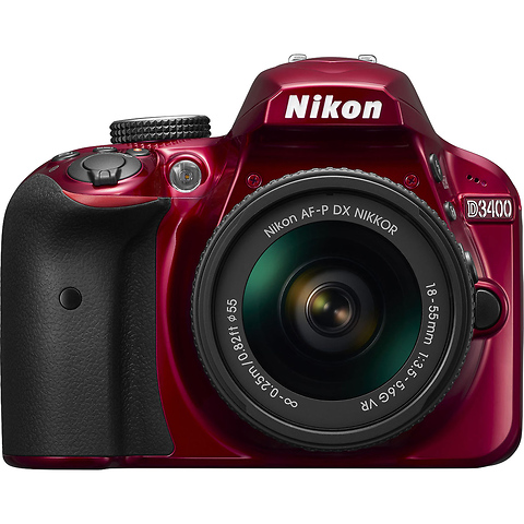 D3400 Digital SLR Camera with 18-55mm and 70-300mm Lenses (Red) Image 1