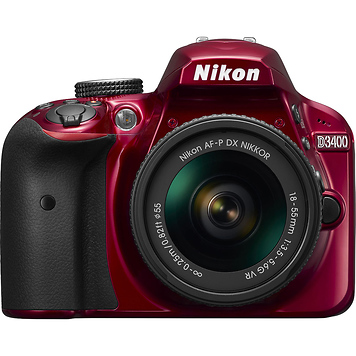 D3400 Digital SLR Camera with 18-55mm and 70-300mm Lenses (Red)