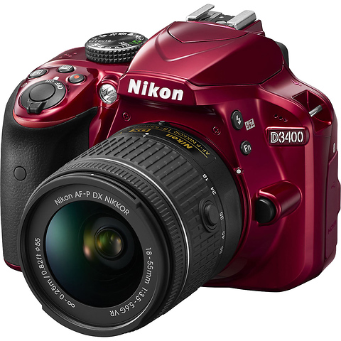 D3400 Digital SLR Camera with 18-55mm and 70-300mm Lenses (Red) Image 2
