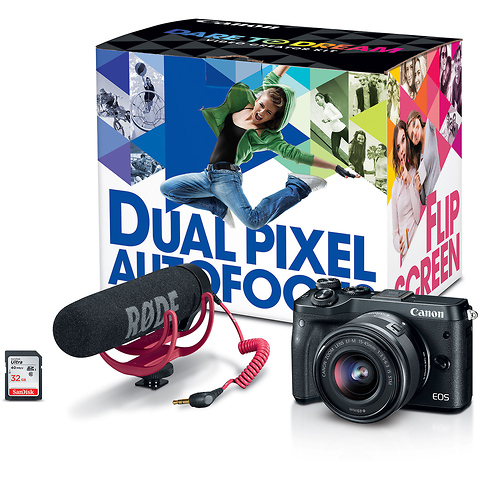 EOS M6 Mirrorless Digital Camera with 15-45mm Lens Video Creator Kit (Black) Image 0