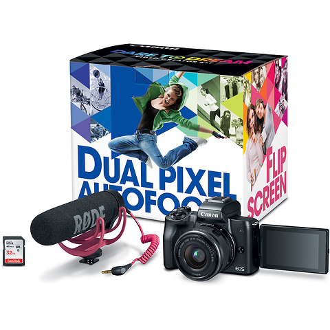 EOS M50 Mirrorless Digital Camera with 15-45mm Lens Video Creator Kit (Black) Image 1