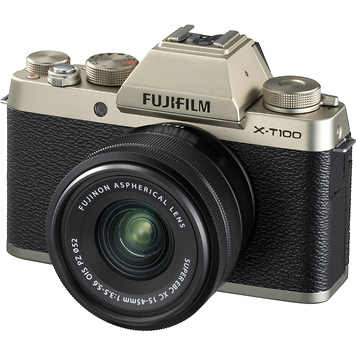 X-T100 Mirrorless Digital Camera with 15-45mm Lens (Champagne Gold)