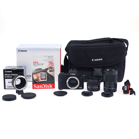EOS M50 w/ 15-45mm, 55-200mm Lens kit - Open Box Image 0
