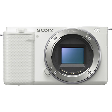 Alpha ZV-E10 Mirrorless Digital Camera Body (White) with Sony Vlogger Microphone (ECM-G1)