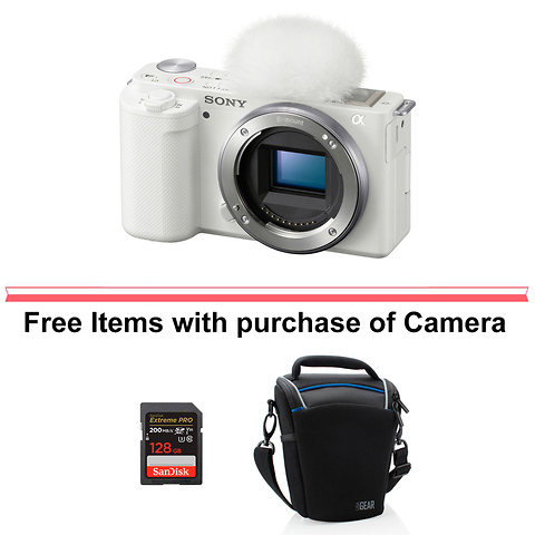 Alpha ZV-E10 Mirrorless Digital Camera Body (White) with Sony Vlogger Microphone (ECM-G1) Image 9