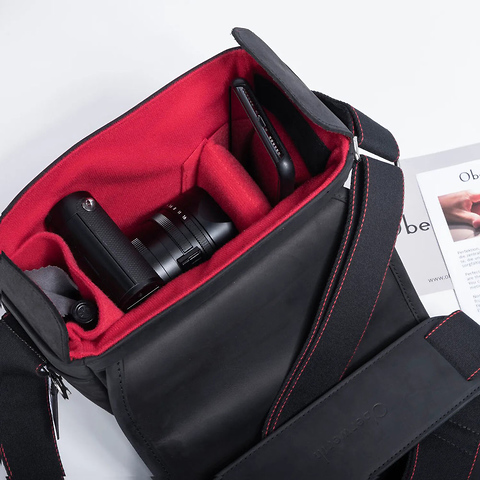 The Q Bag for Leica Q1 or Q2 Camera (Black with Red Interior) Image 3
