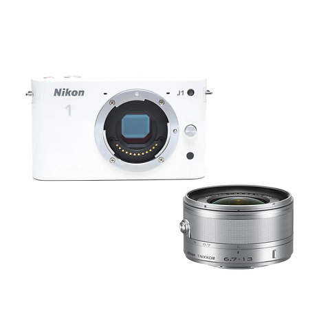 1 J1 White Camera with 6.7-13mm f/3.5-5.6 VR Silver lens Kit - Pre-Owned Image 0