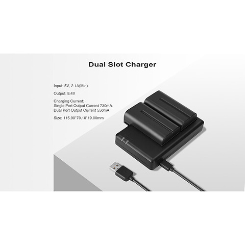 Dual-Slot Charger for NP-F970/750/550 Batteries Image 1