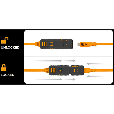 TetherPro Optima 10G TetherBoost Locking USB-C Extension Cable (16', High-Visibility Orange) Image 3
