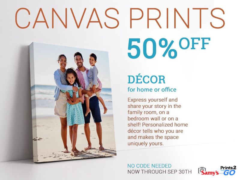 50% Off Canvas Prints!