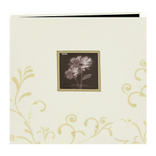 Embroidered Scroll Frame Fabric Photo Album, Ivory Image 0