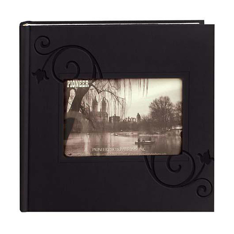 Embossed Leatherette Frame Photo Album, Leatherette Covers, Black Floral Image 0