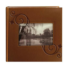 Embossed Leatherette Frame Photo Album, Brown Leatherette Image 0
