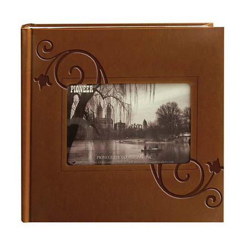 Embossed Leatherette Frame Photo Album, Brown Leatherette Image 0