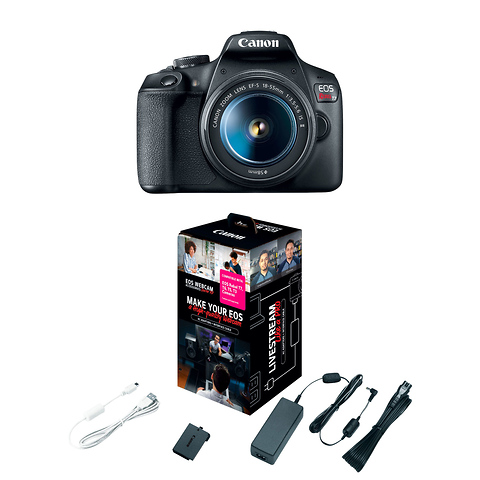 EOS Rebel T7 Digital SLR Camera with 18-55mm Lens w/Canon Webcam Starter Kit and FREE Memory Card Image 0
