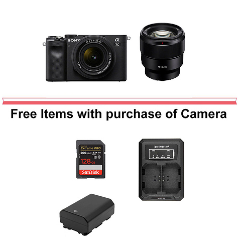 Alpha a7C Mirrorless Digital Camera with 28-60mm Lens (Black) and FE 85mm f/1.8 Lens Image 0