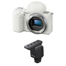 Alpha ZV-E10 Mirrorless Digital Camera Body (White) with Sony ECM-B10 Compact Camera-Mount Digital Shotgun Microphone Image 0