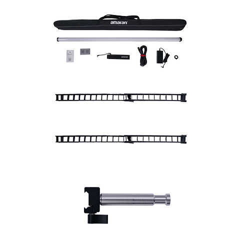 T4c RGBWW LED Tube Light with Battery Grip (4 ft.) with 45 Degree Grid and Baby Pin Adapter to NATO Rail Clamp Image 0
