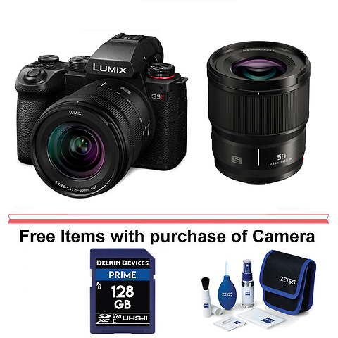 Lumix DC-S5 II Mirrorless Digital Camera with 20-60mm Lens (Black) and Lumix S 50mm f/1.8 Lens Image 0