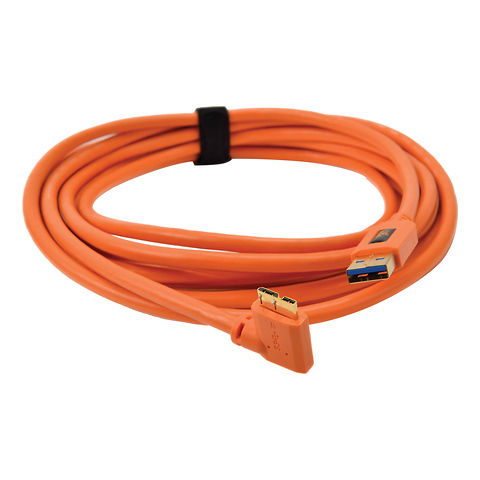 15 ft. TetherPro USB 3.0 Male A to Micro-B Right Angle Cable (Orange) Image 0