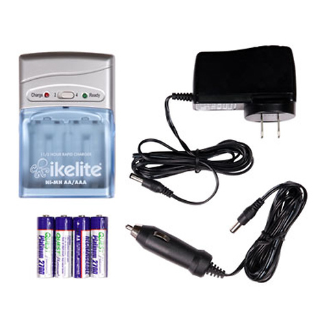 AA NiMH (2500mAh) Batteries (4-Pack) with 1.5-Hour Charger (100/240v with Car Adapter) Image 0