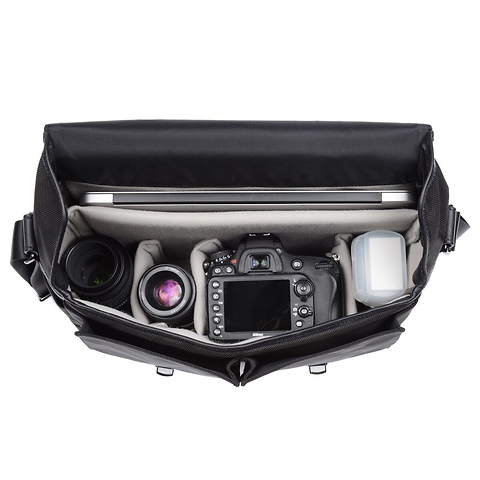 The Nylon Brixton Camera and Laptop Messenger Bag (Black) Image 3