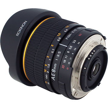 8mm Ultra Wide Angle f/3.5 Fisheye Lens for Nikon with Focus Confirm Chip
