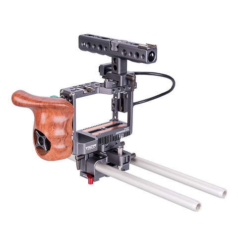 Lightweight Rig Cage with Wooden Handle for Sony Alpha a6300/a6500 Image 4