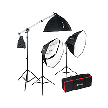 OctaBella 1500W 3-Light LED Softbox Kit with Boom Arm Image 0