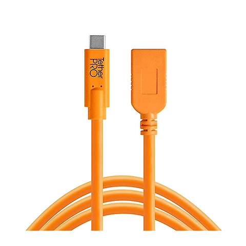 Tetherpro USB-C to USB Female Adapter Extender (15 ft. Orange) Image 0