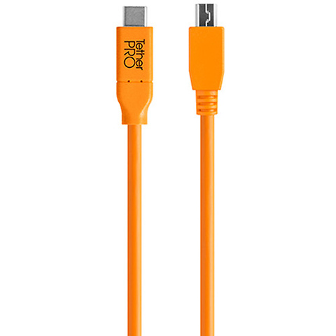 TetherPro USB Type-C Male to 5-Pin Mini-USB 2.0 Type-B Male Cable (15 ft., Orange) Image 0