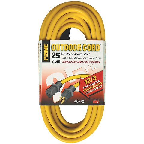 25 ft. 12/3 Extra Heavy-Duty Outdoor Extension Cord (Yellow) Image 0