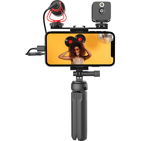 Vlogging Kit with Fill Light,Extension Pole, Mic, Phone Holder and Tripod Image 2