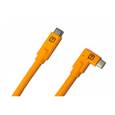 TetherPro USB-C to USB-C Right Angle Cable (15 ft., Orange) Image 1