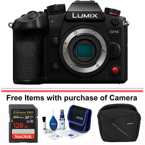 Lumix DC-GH6 Mirrorless Micro Four Thirds Digital Camera Black Body with 9mm f/1.7 Lens & DMW-BLK22 Battery Image 2