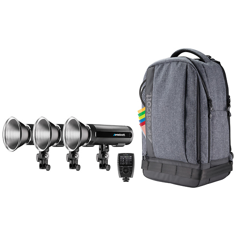 FJ200 Strobe 3-Light Backpack Kit with FJ-X3s Wireless Trigger for Sony Cameras Image 0