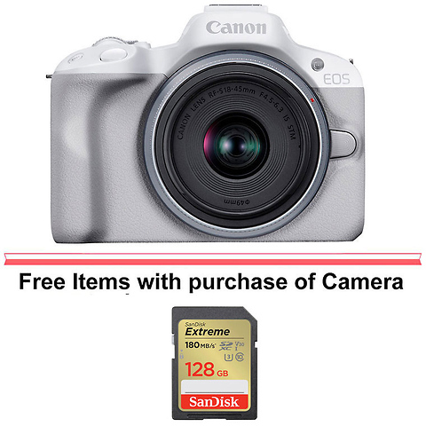 EOS R50 Mirrorless Digital Camera with 18-45mm Lens (White) Image 0
