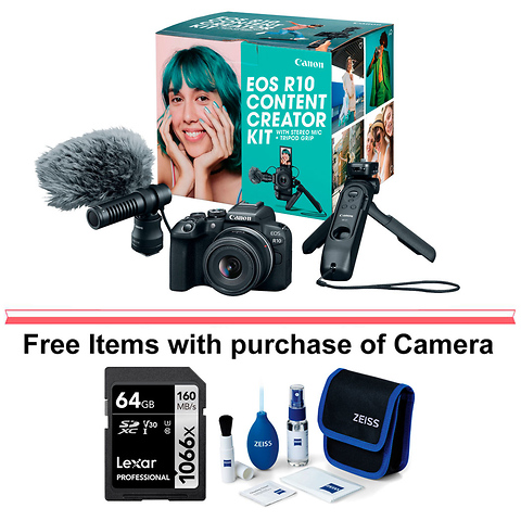 EOS R10 Mirrorless Digital Camera with 18-45mm Lens Content Creator Kit Image 0
