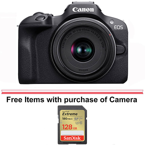 EOS R100 Mirrorless Digital Camera with 18-45mm Lens Image 0