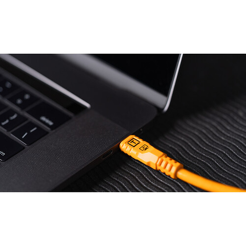 TetherPro USB-C Straight to Right-Angled Cable (31 ft., High Visibility Orange) Image 4