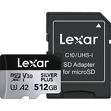 512GB Professional SILVER PLUS UHS-I microSDXC Memory Card with SD Adapter Image 0
