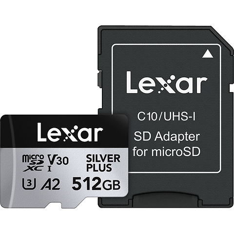 512GB Professional SILVER PLUS UHS-I microSDXC Memory Card with SD Adapter Image 0